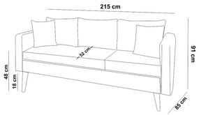 3-miestna pohovka Sofia 215 cm antracit