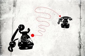 Obraz - Kresba telefónu na štýl Banksyho (90x60 cm)