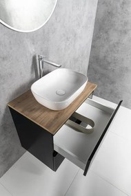 Aqualine Aqualine, ALTAIR skrinka s doskou 68 cm, čierna mat/dub emporio, AI670-01