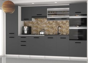 Kuchynská linka Belini 300 cm šedý mat s pracovnou doskou Syntka2 TOR SYNTKA2/7/WT/SR/0/B1