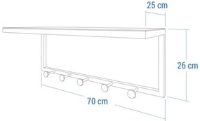 Nástenný vešiak s policou HOME SWEET HOME 70