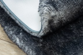 Okrúhly prateľný koberec LAPIN shaggy, čierny/ slonovinová kosť