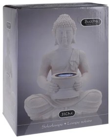 Solar Budha v bielej farbe 27 cm