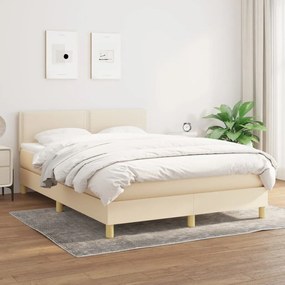 Posteľný rám boxspring s matracom krémový 140x200 cm látka 3140542