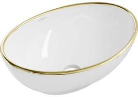 Mexen Elza, umývadlo na dosku 40,5x33 cm, biela-zlatý okraj, 21014005