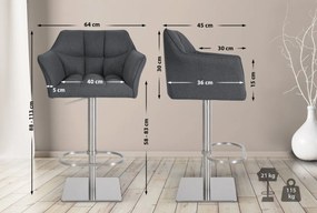 Barová stolička Damaso E - filc, nerez rám - Sivá