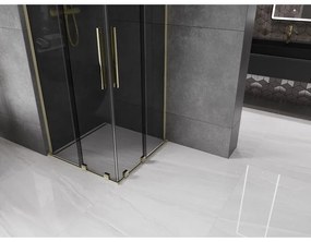 Mexen Velar L Duo, sprchový kút s posuvnými dverami 90 x 90 cm, 8mm šedé sklo, zlatá lesklá, 871-090-090-02-43-50