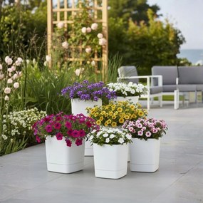 PLASTOVÝ KVETINÁČ CUBI 16X17,5 CM KRÉMOVÁ