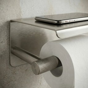 Rea Modern, držiak na toaletný papier s poličkou 6613, brúsená oceľ, REA-98053