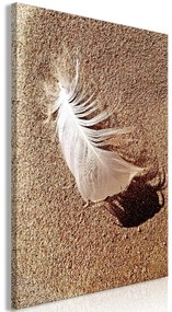 Artgeist Obraz - Feather on the Sand (1 Part) Vertical Veľkosť: 20x30, Verzia: Na talianskom plátne