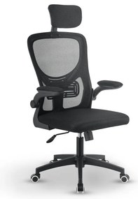 Ergonomická kancelárska stolička, čierna s opierkou hlavy