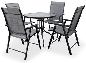 Záhradný jedálenský set Capri 80 cm + 4x kovová stolička Solano