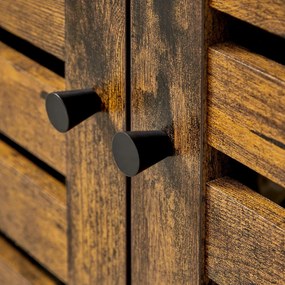 Kúpeľňová skrinka pod umývadlo s lamelovými dvierkami, rustikálna hnedá