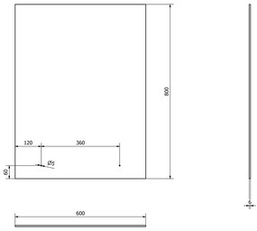 Aqualine Aqualine, Zrkadlo 60x80cm, vrátane závesov a otvorov pre polici, 22430