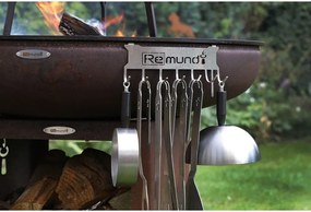 Hnedý vonkajší gril na drevené uhlie Remundi Carus M, výška 80 cm