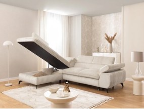 Krémová menčestrová rohová pohovka (ľavý roh/do L) Marbeya – Ropez