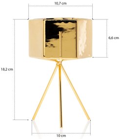 KERAMICKÝ KVETINÁČ SO STOJANOM SASHI 18X10 CM ZLATÁ