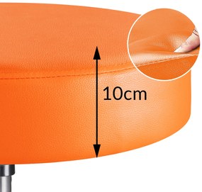 Casaria Taburetka na kolieskach, oranžová koženka, otočná 360°