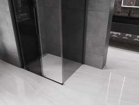 Mexen Velar, sprchový kút s posuvnými dverami 110 x 120 cm, 8mm šedé sklo, čierna matná, 871-110-120-41-70