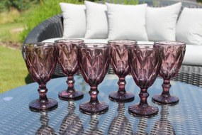 Ružové sklenené poháre na víno 230ml 6ks