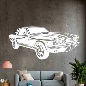 Veselá Stena Samolepka Automobil Ford Mustang Farba: biela, Veľkosť: 80 x 37 cm