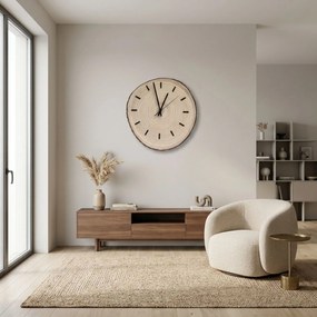 Drevené nástenné hodiny z plátu dreva s kôrou a letokruhmi  | KOOR: Amber - 3072 26-29 cm 4814-115583 KOR007-29-AMBER