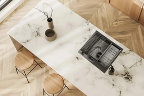 Laveo Malawi, 1-komorový nerezový drez s príslušenstvom 580x500x200 mm, grafitová, LAV-SLMA510D