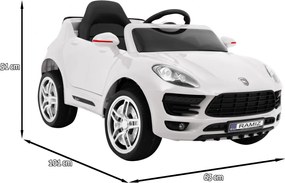 Ramiz Turbo-S batériové auto pre deti Biele + Diaľkové ovládanie + Pomalý štart + EVA kolesá + MP3 rádio