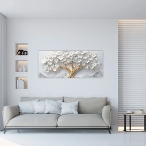 Obraz – 3D elegantný strom života plný kvetov (120x50 cm)