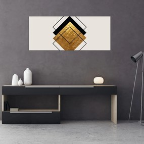 Obraz - Abstrakcia zlatá a biela N⁰1 (120x50 cm)