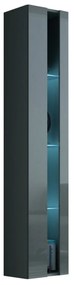 Vitrína 180 Zigo New, Osvetlenie: osvetlenie LED RGB - farebné, Farby: šedý / šedý lesk