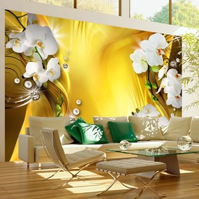 Artgeist Fototapeta - Orchid in Gold Veľkosť: 245x175, Verzia: Samolepiaca