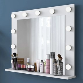 Toaletní stolek Melissa 03 s LED zrcadlem bílý/čirý