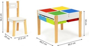 Drevený nábytok pre deti, set stôl + 2 stoličky