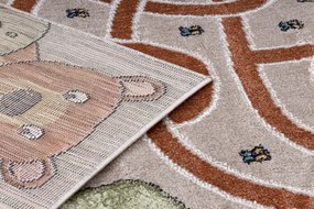 Dywany Łuszczów, Detský kusový koberec Fun Honey with Bear beige, 80x150, hnedá, detská izba