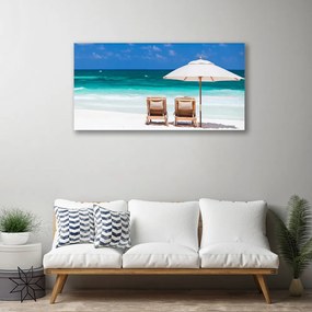 Obraz na plátne Pláž dáždnik krajina 125x50 cm