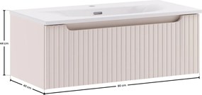 Závěsná skříňka Nova Cashmere Sky se zápustným umyvadlem 80 cm kašmírová