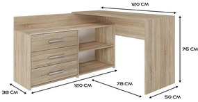 Rohový pc stolík Debio 1 (dub sonoma). Akcia -20%. Vlastná spoľahlivá doprava až k Vám domov. 1132466
