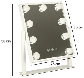 Zrkadlo na líčenie LED so žiarovkami USB 25x30cm