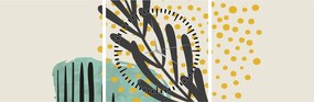 Obraz - Abstraktné listy N⁰3 (s hodinami) (90x30 cm)