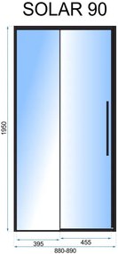 Rea Solar Black, posuvné sprchové dvere 90 x 195 cm, 6mm číre sklo, čierny profil, REA-K6319