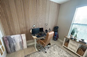 Drevený akustický panel, 2400 x 600 mm, čierny podklad, balenie 5 ks, breza