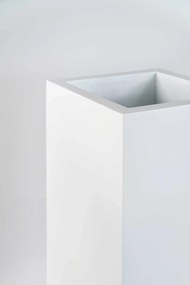 Hranatý kvetináč BLOCK, výška 100 cm, materiál MDF, biely mat