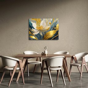 Obraz - Maľba zlatých kvetov (70x50 cm)