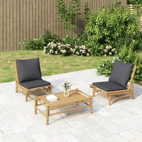 Záhradné stoličky 2 ks s tmavosivými vankúšmi bambus 363459