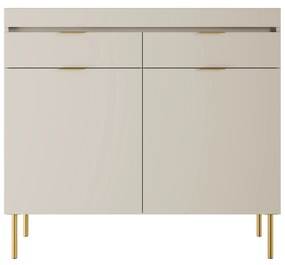 Komoda Sentia 105 cm s 2 zásuvkami - kašmírová / zlatá