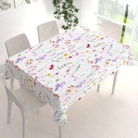 Biante Bavlnený obdĺžnikový obrus Sandra SA-492 Kvetovaná lúka na bielom 50x100 cm