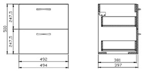 Cersanit S801-458 - Závesná kúpeľňová skrinka s umývadlom NIKO 50x40 cm orech