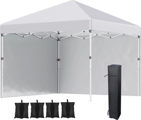 Outsunny Pavilón cca 3x3m, vodeodolný Stabilný Zimný Pop-up Skladací Pavilón s 2 Bočnými Stenami, UV 30+ Ochrana, Skladací Stan na Párty so Taškou, Zá