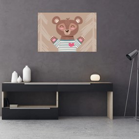 Obraz - Medvedík v pruhovanom tričku (90x60 cm)